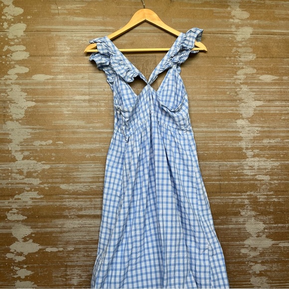 Scotch & Soda Gingham Ruffle Maxi Dress 100% Cotton Boho Preppy Womens S - Picture 7 of 9